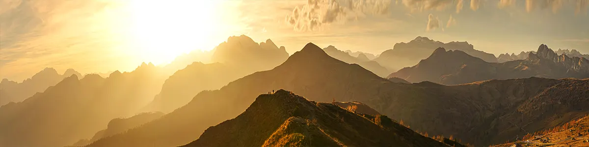 Panoramic photo of mountain pass Ra Gusela in the Dolomites.