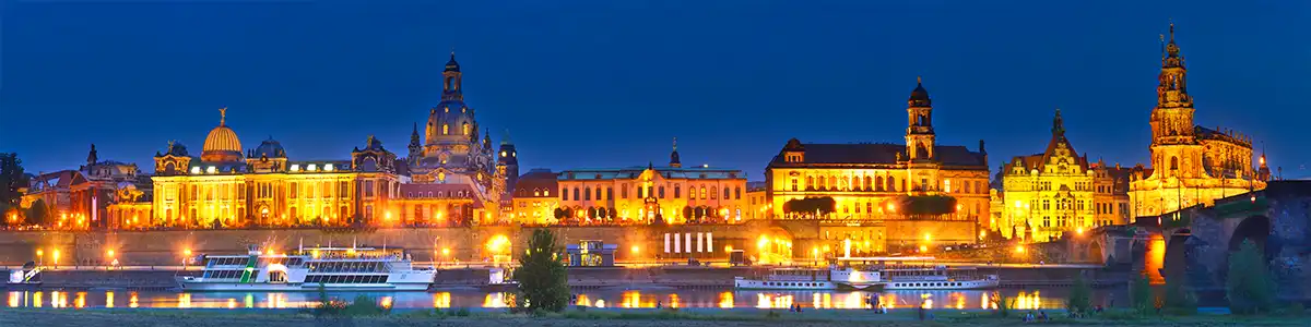 Panoramic photo of summer evening in Dresden.