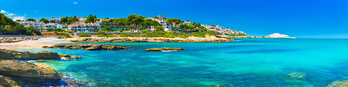 Panoramic photo of summer coast of the Adriatic Sea in Spain.